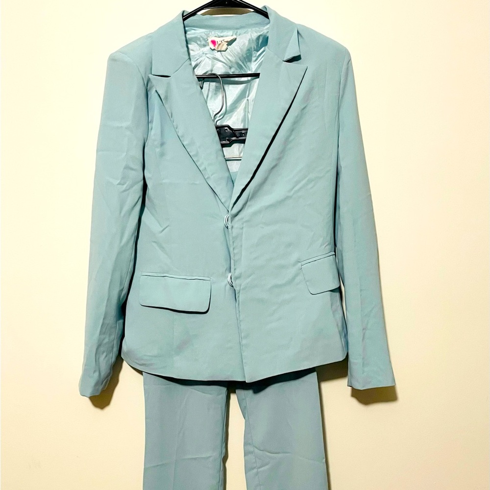 Baby blue pant suit